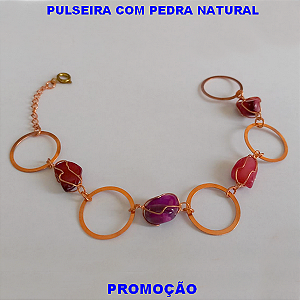 PULSEIRA NO BRUTO PRONTO PARA O BANHO - PULSEIRA FEMININA COM PEDRA NATURAL -  PULSEIRA DE 20,9CM  - PESO 3,9GR - BRU1892