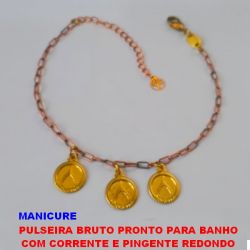 PULSEIRA BRUTO PRONTO PARA BANHO  COM CORRENTE E PINGENTE(3359) REDONDO  11MM PROFISSÃO MANICURE - 18CM+RXTENSOR PESO 4.0GR - BRU0268