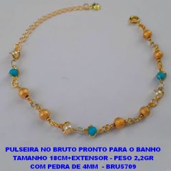 PULSEIRA NO BRUTO PRONTO PARA O BANHO(CX97) TAMANHO 18CM+EXTENSOR - PESO 2,2GR COM PEDRA DE 4MM  - BRU5709