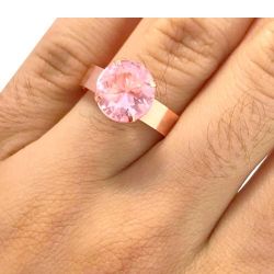ANEL NO BRUTO JA BANHADO NO COBRE PRONTO PARA O BANHO AJUSTÁVEL EM PEDRA ZIRCÔNIA ROSA 10X10 2.3GR REF.BRU1504