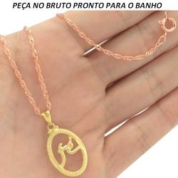 GARGANTILHA NO BRUTO PRONTO PARA O BANHO COM A PALAVRA FÉ TAMANHO APROXIMADO:45CM TAMANHO PINGENTE:2CM 2,5GR REF.BRU881
