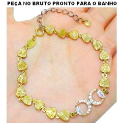 PULSEIRA NO BRUTO PRONTO PARA O BANHO JÁ NO COBRE EM ZIRCÔNIA BRANCA TAMANHO APROXIMADO:19CM+EXTENSOR 5GR REF:BRU1238