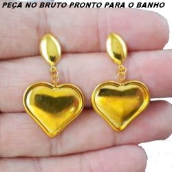 BRINCO NO BRUTO PRONTO PARA O BANHO TIPO CORAÇÃO PESO DE 3.2 GR PINGENTE 22X19MM REF.BRU1619