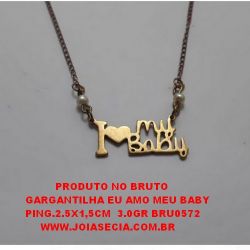 GARGANTILHA NO BRUTO PRONTO PARA O BANHO GARGANTILHA EU AMO MEU BABY PING.2.5X1,5CM  3.0GR BRU0572