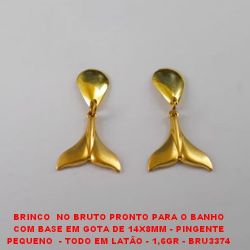 BRINCO  NO BRUTO PRONTO PARA O BANHO COM BASE EM GOTA DE 14X8MM - PINGENTE PEQUENO  - TODO EM LATÃO - 1,6GR - BRU3374