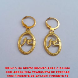 BRINCO NO BRUTO PRONTO PARA O BANHO COM ARGOLINHA TRANQUETA DE PRESSAO COM PINGENTE DE 2X1,5GR PINGENTE FE 2,3GR - BRU0421