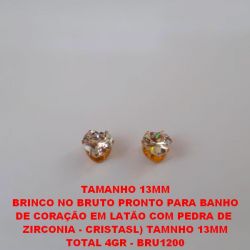 BRINCO NO BRUTO PRONTO PARA BANHO DE CORAÇÃO EM LATÃO COM PEDRA DE  ZIRCONIA - CRISTASL) TAMNHO 13MM TOTAL 2,6GR - BRU0863