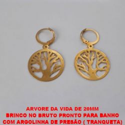 BRINCO NO BRUTO PRONTO PARA BANHO COM ARGOLINHA DE PRESÃO ( TRANQUETA) PESO TOTAL 2.9GR - CRISTAL DE 20MM - BRU1688