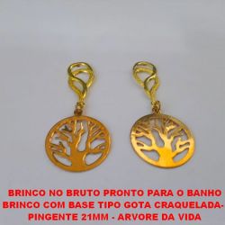 BRINCO NO BRUTO PRONTO PARA O BANHO BRINCO COM BASE TIPO GOTA CRAQUELADA-  PINGENTE 21MM - ARVORE DA VIDA PESO TOTAL 3,2GR - BRU1672