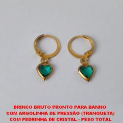 BRINCO BRUTO PRONTO PARA BANHO  COM ARGOLINHA DE PRESSÃO (TRANQUETA) COM PEDRINHA DE CRISTAL - PESO TOTAL 1,0GR - BRU2184