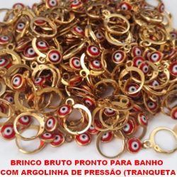 BRINCO BRUTO PRONTO PARA BANHO  COM ARGOLINHA DE PRESSÃO (TRANQUETA) COM PINGENTE DE OLHO GREGO DE 7MM 1,2GR - BRU2870