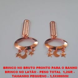 BRINCO NO BRUTO PRONTO PARA O BANHO BRINCO NO LATÃO - PESO TOTAL  1,2GR -  TAMANHO PEQUENO - 1,5X080MM BRU4597
