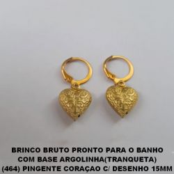 BRINCO BRUTO PRONTO PARA O BANHO COM BASE ARGOLINHA(TRANQUETA) (464) PINGENTE CORAÇAO C/ DESENHO 15MM PESO TOTAL 2,4GR - BRU0191