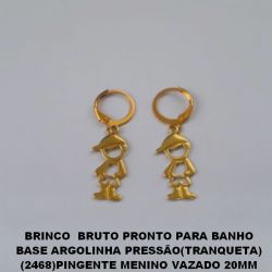 BRINCO  BRUTO PRONTO PARA BANHO BASE ARGOLINHA PRESSÃO (2468)PINGENTE MENINO VAZADO 20MM PESO TOTAL 1,9GR - BRU0852