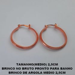 BRINCO NO BRUTO PRONTO PARA BANHO BRINCO DE ARGOLA MEDIO 2,5CM PESO TOTAL 4,2GR (LATÃO) BRU4660