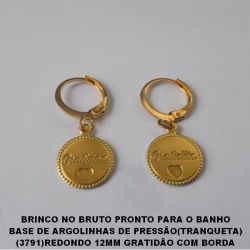 BRINCO NO BRUTO PRONTO PARA O BANHO BASE DE ARGOLINHAS DE PRESSÃO(TRANQUETA) (3791)REDONDO 12MM GRATIDÃO COM BORDA TOTAL DE 2.1GR - BRU1994