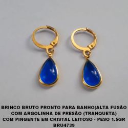 BRINCO BRUTO PRONTO PARA BANHO(ALTA FUSÃO COM ARGOLINHA DE PRESÃO  COM PINGENTE EM CRISTAL LEITOSO - PESO 1.5GR BRU4739