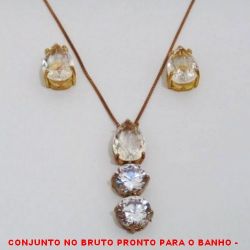 CONJUNTO NO BRUTO PRONTO PARA O BANHO - CONJUNTO COM PINGENTE COM FUSION 10X14 E ZIRCONIAS  10X10 - BRINCO COM FUSION 10X14 - COM BASES  EM ALTA FUSÃO - FUSION COLORIDOS -  PESO:10,4GR - BRU4015