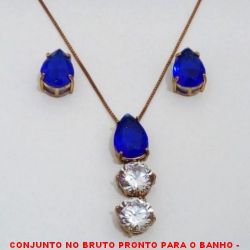 CONJUNTO NO BRUTO PRONTO PARA O BANHO -  CONJUNTO COM PINGENTE COM FUSION 10X14 E ZIRCONIAS  10X10 - BRINCO COM FUSION 10X14 - COM BASES  EM ALTA FUSÃO - FUSION COLORIDOS -  PESO:10,1GR - BRU4019