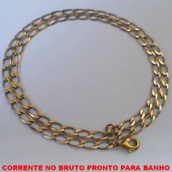 CORRENTE NO BRUTO PRONTO PARA O BANHO  GRUMET ELLO BATIDO 1X1 (118) LARGURA 4MM  - COM FECHO LAGOSTA - ''60CM'' -BRU4404