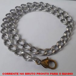CORRENTE NO BRUTO PRONTO PARA O BANHO COM FECHO LAGOSTA ALTA FUSÃO - DE CORAÇÃO CORRENTE DE ALUMINIO  ''50CM ''- PESO 23GR -  LARGURA DA CORRENTE 10.0MM - BRU2479