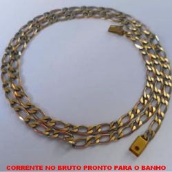 CORRENTE NO BRUTO PRONTO PARA O BANHO  COM FECHO GAVETA - ELLO 1X1 BATIDO - LARGURA DA CORRENTE 4.10MM (11128) - PESO 15,4GR ( '' 60CM '' ) - BRU4502