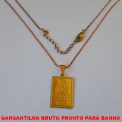 GARGANTILHA BRUTO PRONTO PARA BANHO COM CORRENTE L11 IMPORTADA 45CM+EXTENSOR -  COM FECHO LAGOSTA - PINGENTE DE 20MM COM PINGENTE  DE 20MM (O SENHOR TI ABENÇOE)- PESO  3,2GR BRU1094