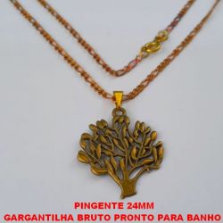 GARGANTILHA BRUTO PRONTO PARA BANHO  COM CORRENTE DE 45CM VARIADA - COM FECHO BOINHA PINGENTE ARVORE DA VIDA DE ALTA FUSÃO - PESO 5GR - BRU1254
