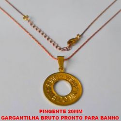 GARGANTILHA BRUTO PRONTO PARA BANHO  COM CORRENTE MODELO (L11) IMPORTADA  COM 45CM+EXTENSOR E FECHO LAGOSTA - PESO 3,9GR PINGENTE LIVRAIME DO MAL AMEM 20MM -BRU1506
