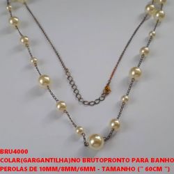 COLAR(GARGANTILHA)NO BRUTOPRONTO PARA BANHO COM PEROLAS DE 10MM/8MM/6MM - TAMANHO ('' 60CM '') COM FECHO LAGOSTA - PESO TOTAL 10.0GR - BRU4000