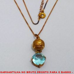 GARGANTILHA NO BRUTO PRONTO PARA O BANHO -  GARGANTILHA COM CORRENTE VENEZIANA E PINGENTE COM BOLA DIAMANTADA DE 10MM E ZIRCONIA 1Ox10 -  TAMANHO:51,0CM - PESO:4,3GR - BRU3790