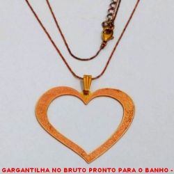 GARGANTILHA NO BRUTO PRONTO PARA O BANHO -  GARGANTILHA COM CORRENTE (L11) IMPORTADA+ EXTENSOR E FECHO LAGOSTA E COM PINGENTE DE  CORAÇÃO VAZADO - TAMANHO:45,0CM - PINGENTE: 4,0CM - PESO:3,2GR - BRU3107