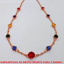 GARGANTILHA NO BRUTO PRONTO PARA O BANHO -  GARGANTILHA TIPO COLAR COM ZIRCONIAS (CORES  SORTIDAS) - TAMANHO:81,5CM - PESO:25,0GR -  BRU4166