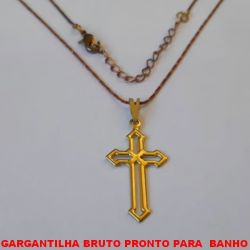 GARGANTILHA BRUTO PRONTO PARA O BANHO COM CORRENTE ( L11) DE 45CM + EXTENSOR  COM FECHO LAGOSTA - PESO 2,6GR - BRU4570
