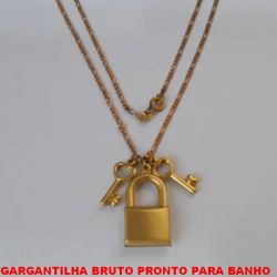 GARGANTILHA BRUTO PRONTO PARA BANHO  COM CORRENTE DE 45CM+EXTENSOR(L11)- COM  FECHO LAGOSTA PINGEN1132
