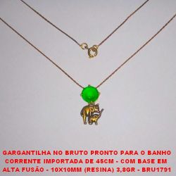 GARGANTILHA NO BRUTO PRONTO PARA O BANHO CORRENTE IMPORTADA DE 45CM - COM BASE EM  ALTA FUSÃO - 10X10MM (RESINA) 3,8GR - BRU1791