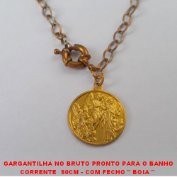 GARGANTILHA NO BRUTO PRONTO PARA O BANHO CORRENTE  50CM - COM FECHO '' BOIA ''   CORRENTE LARGURA 5MM -MEDADALHA ANJO  - PESO - 15,5GR  -BRU3501