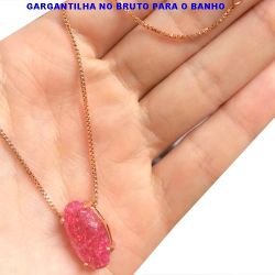 GARGANTILHA BRUTO PRONTO PARA O BANHO EM PEDRA FUSION VERMELHO TAMANHO APROXIMADO:44,5CM PINGENTE:1,5CM REF:25248