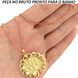 GARGANTILHA NO BRUTO PRONTO PARA O BANHO JÁ NO COBRE ÁRVORE DA VIDA 3,5GR TAMANHO APROXIMADO:47,5CM TAMANHO APROXIMADO:4CM REF:BRU349