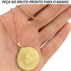 GARGANTILHA NO BRUTO PRONTO PARA O BANHO JÁ NO COBRE SÃO JORGE 4,6GR TAMANHO APROXIMADO:48CM TAMANHO APROXIMADO:3CM REF:BRU354