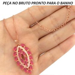 GARGANTILHA NO BRUTO PRONTO PARA O BANHO NO COBRE EM ZIRCÔNIA VERMELHO 7GR TAMANHO APROXIMADO:52CM TAMANHO APROXIMADO:3,5CM REF:BRU416