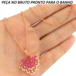 GARGANTILHA NO BRUTO PRONTO PARA O BANHO NO COBRE EM ZIRCÔNIA VERMELHO E BRANCA 5GR TAMANHO APROXIMADO:52CM TAMANHO APROXIMADO:3CM REF:BRU357