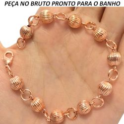 PULSEIRA NO BRUTO PRONTO PARA O BANHO JÁ NO COBRE EM FORMA DE BOLINHA 8MM TAMANHO APROXIMADO:18CM 6GR REF:BRU568
