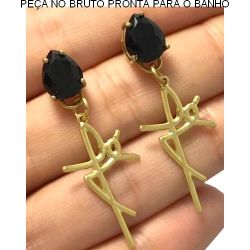 BRINCO NO BRUTO PRONTO PARA O BANHO COM A PALAVRA FÉ EM ZIRCÔNIA PRETA BAIXA FUSÃO 4GR TAMANHO APROXIMADO:8X10MM  REF:BRU2073
