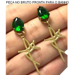 BRINCO NO BRUTO PRONTO PARA O BANHO COM A PALAVRA FÉ EM ZIRCÔNIA VERDE BAIXA FUSÃO 4GR TAMANHO APROXIMADO: 8X10MM REF:BRU2068
