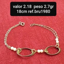 PULSEIRA NO BRUTO PRONTO PARA O BANHO COM PEROLAS DE 4 MM PESO TOTAL2,7GR TAMANHO 18CM BRU1980