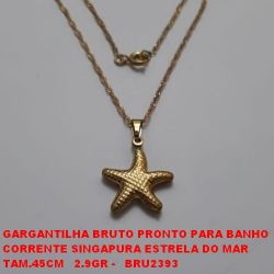 GARGANTILHA BRUTO PRONTO PARA O BANHO CORRENTE SINGAPURA COM ESTRELA DO MAR TAM.45CM   2.9GR -   BRU2393