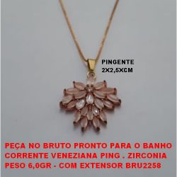 GARGANTILHA NO BRUTO PRONTO PARA O BANHO CORRENTE VENEZIANA PING . ZIRCONIA PESO 6,0GR - COM EXTENSOR BRU2258