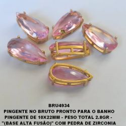 PINGENTE NO BRUTO PRONTO PARA O BANHO PINGENTE DE 10X22MM - PESO TOTAL 2.8GR -  ''(BASE ALTA FUSÃO)'' COM PEDRA DE ZIRCONIA BRU4934