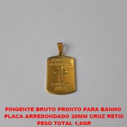 PINGENTE BRUTO PRONTO PARA BANHO  PLACA ARREDONDADO 20MM CRUZ RETIC PESO TOTAL 1,6GR  -(3808) BRU2639